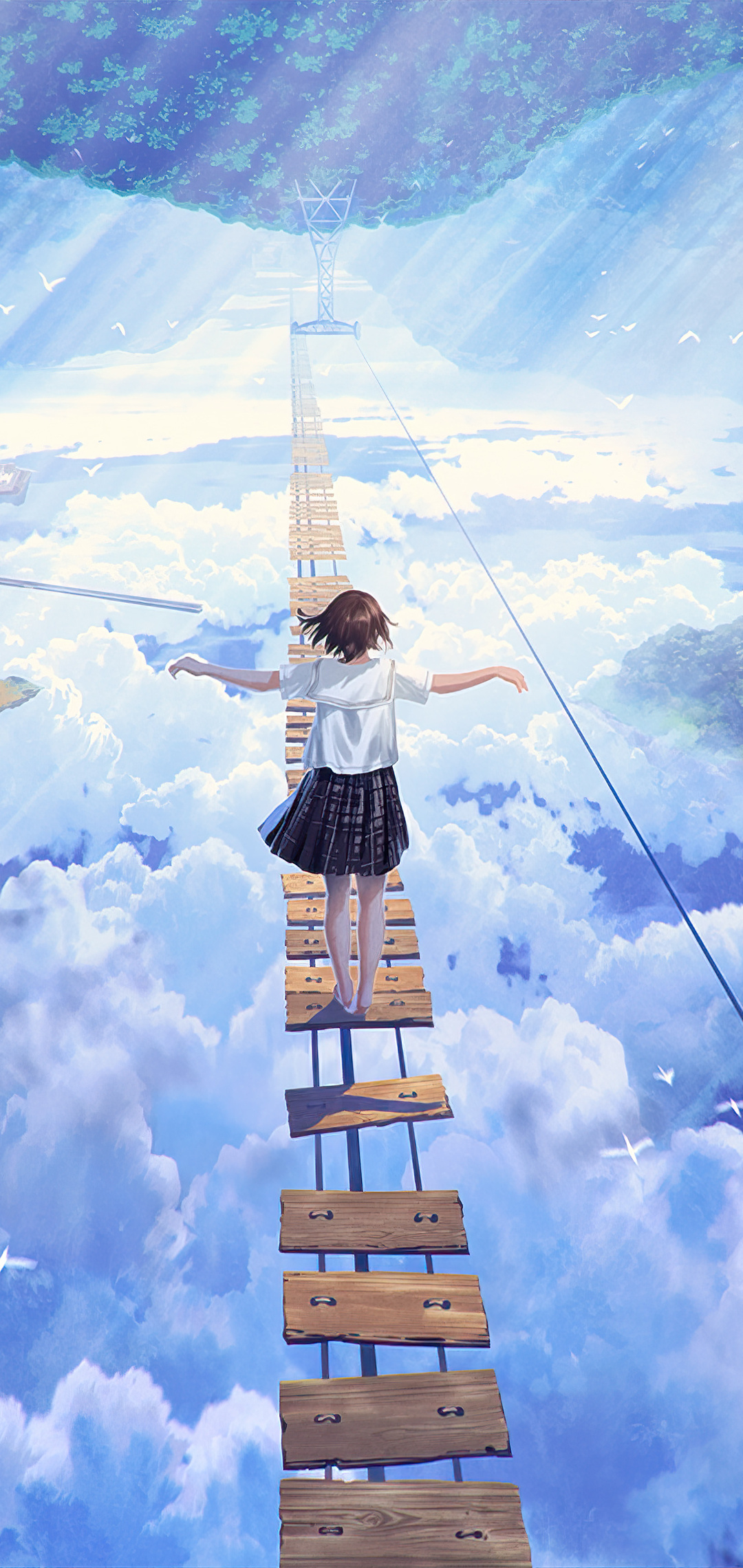 1080x2280 Anime Girl Walking On Dream Bridge 4k One Plus 6,Huawei p20 ...