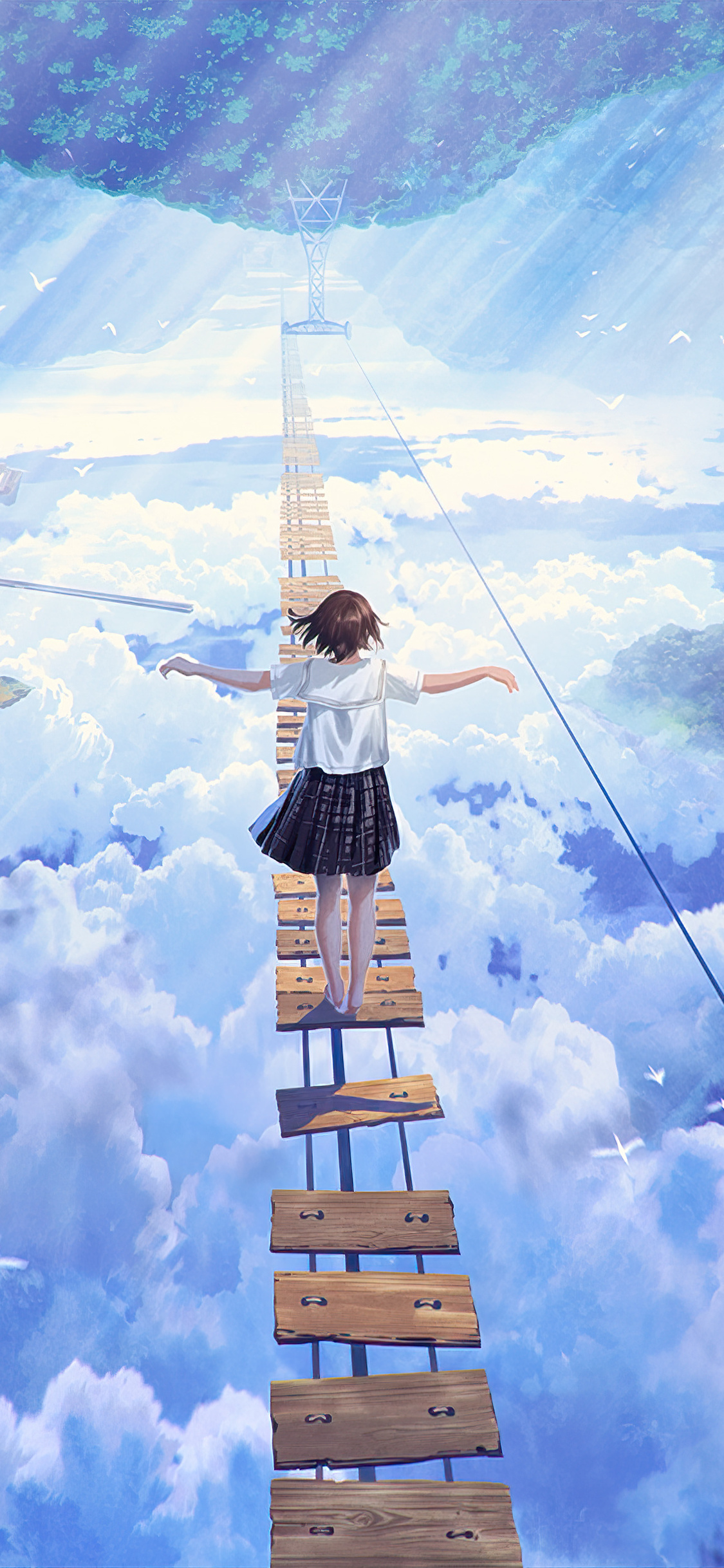 1125x2436 Anime Girl Walking On Dream Bridge 4k Iphone XS,Iphone 10,Iphone  X HD 4k Wallpapers, Images, Backgrounds, Photos and Pictures