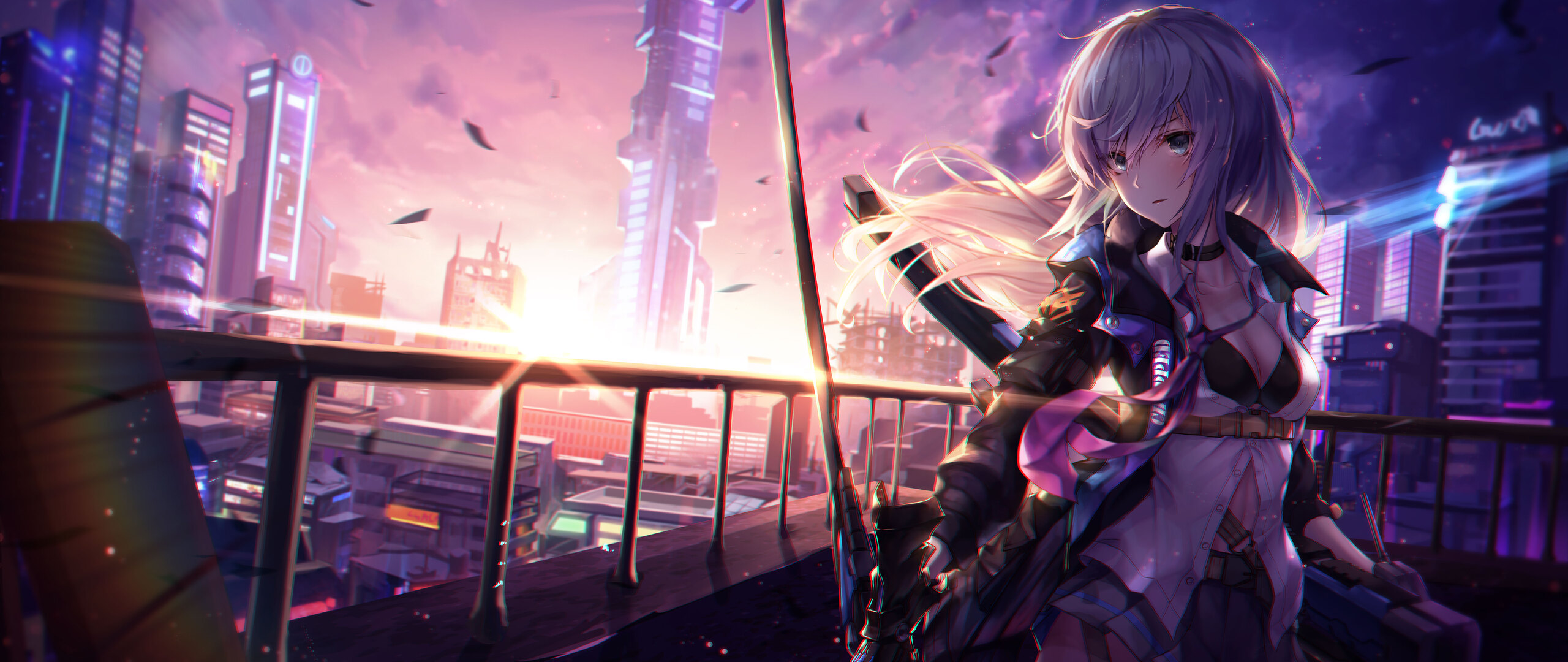 2560x1080 anime, cute, girl, hair, landscape, long, tree -  Coolwallpapers.me!
