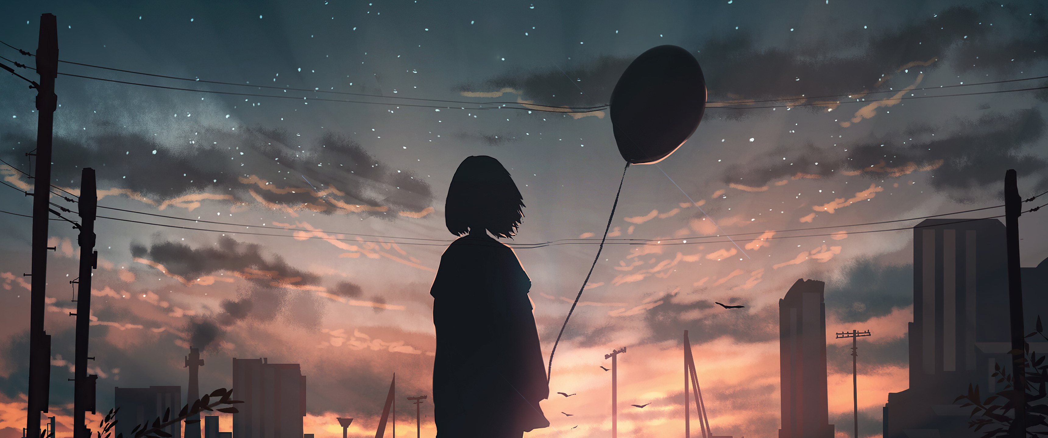3440x1440 Anime Girl With Balloon In Hand 3440x1440 Resolution HD 4k  Wallpapers, Images, Backgrounds, Photos and Pictures