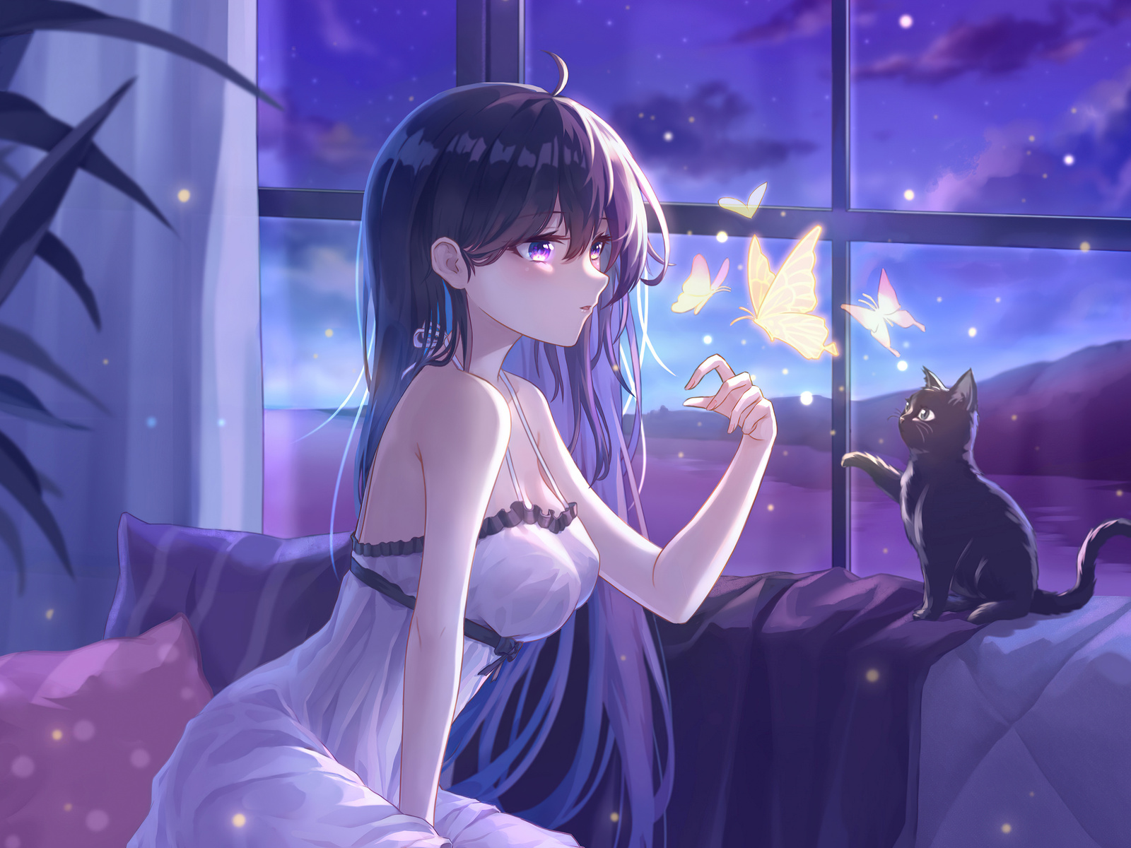 Anime girl, acer, apple, aver, black, blue, cat, desire, different, dog,  edge, HD wallpaper