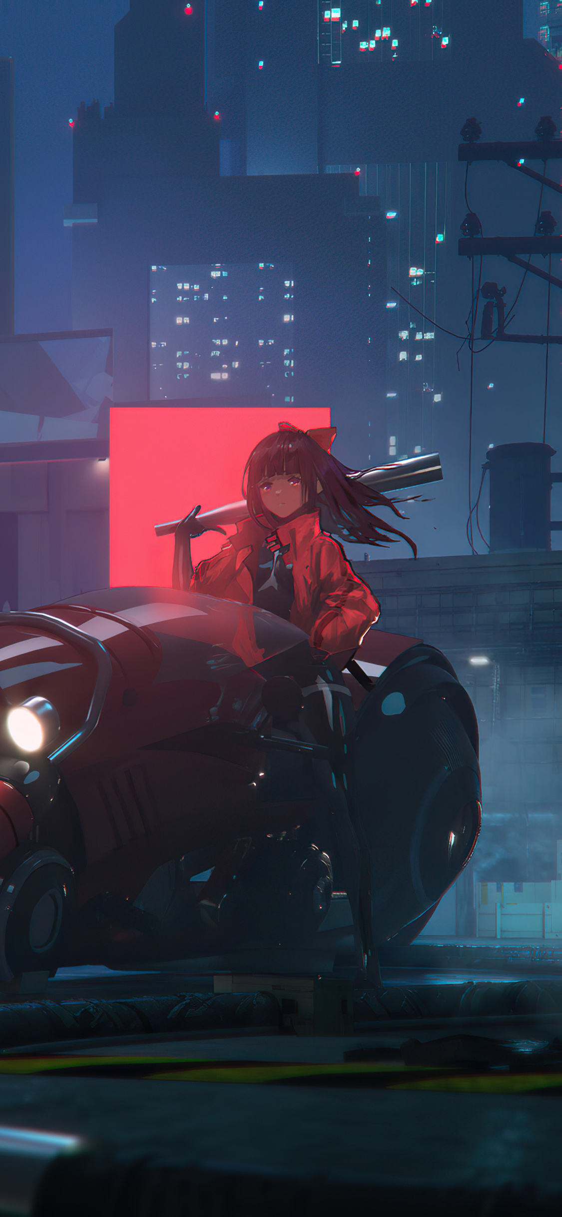 1125x2436 Anime Girl With Cyber Bike 4k Iphone XS,Iphone 10,Iphone X ...