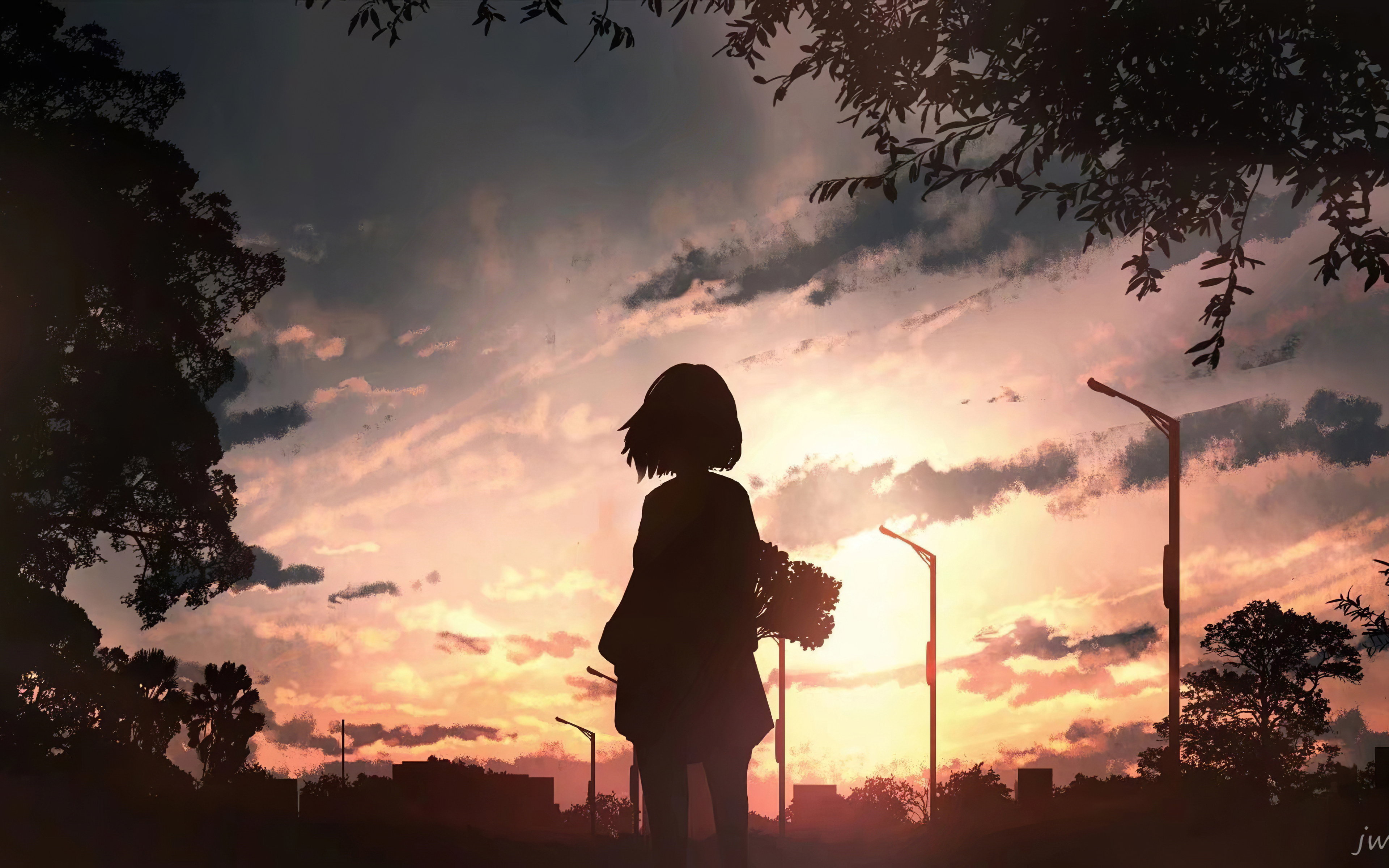 Live wallpaper Anime girl and train at sunrise DOWNLOAD