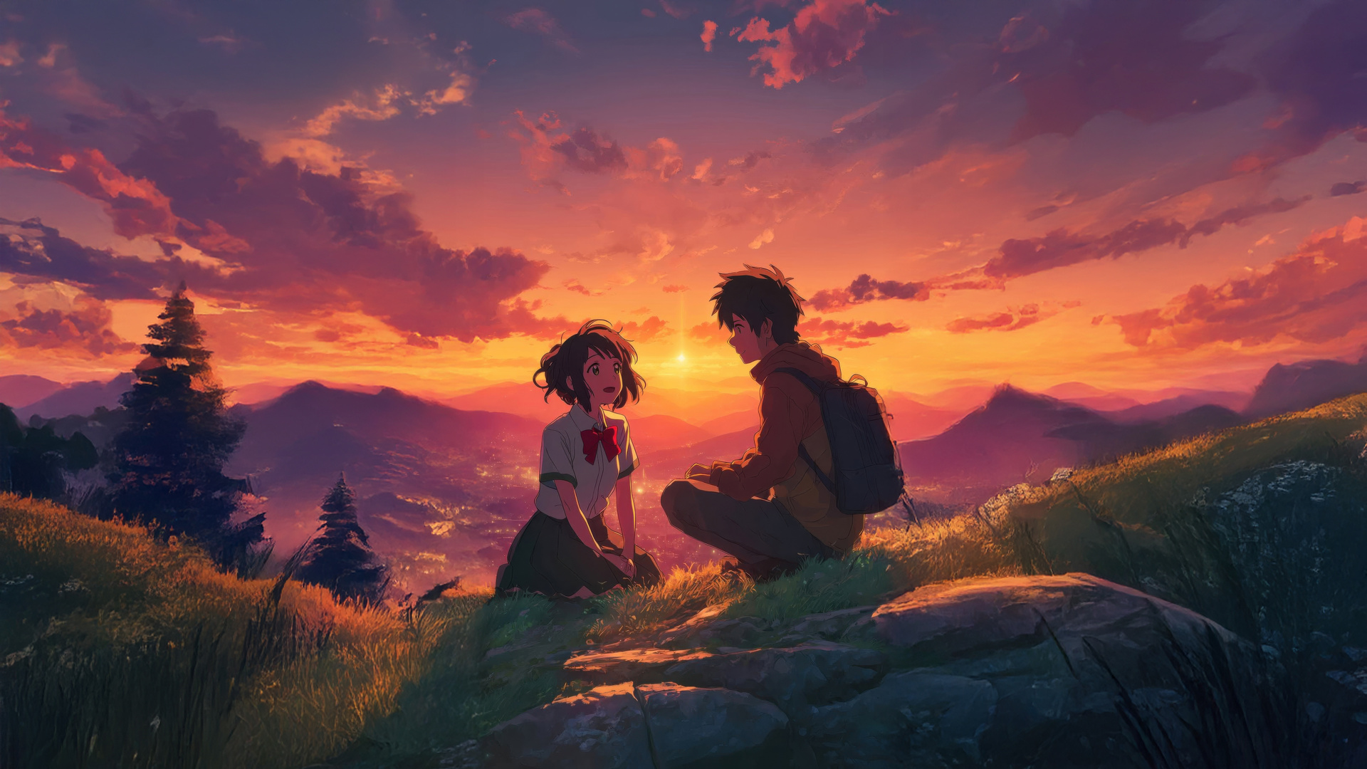 1920x1080 Anime Girl With His Loved One Laptop Full HD 1080P ,HD 4k ...