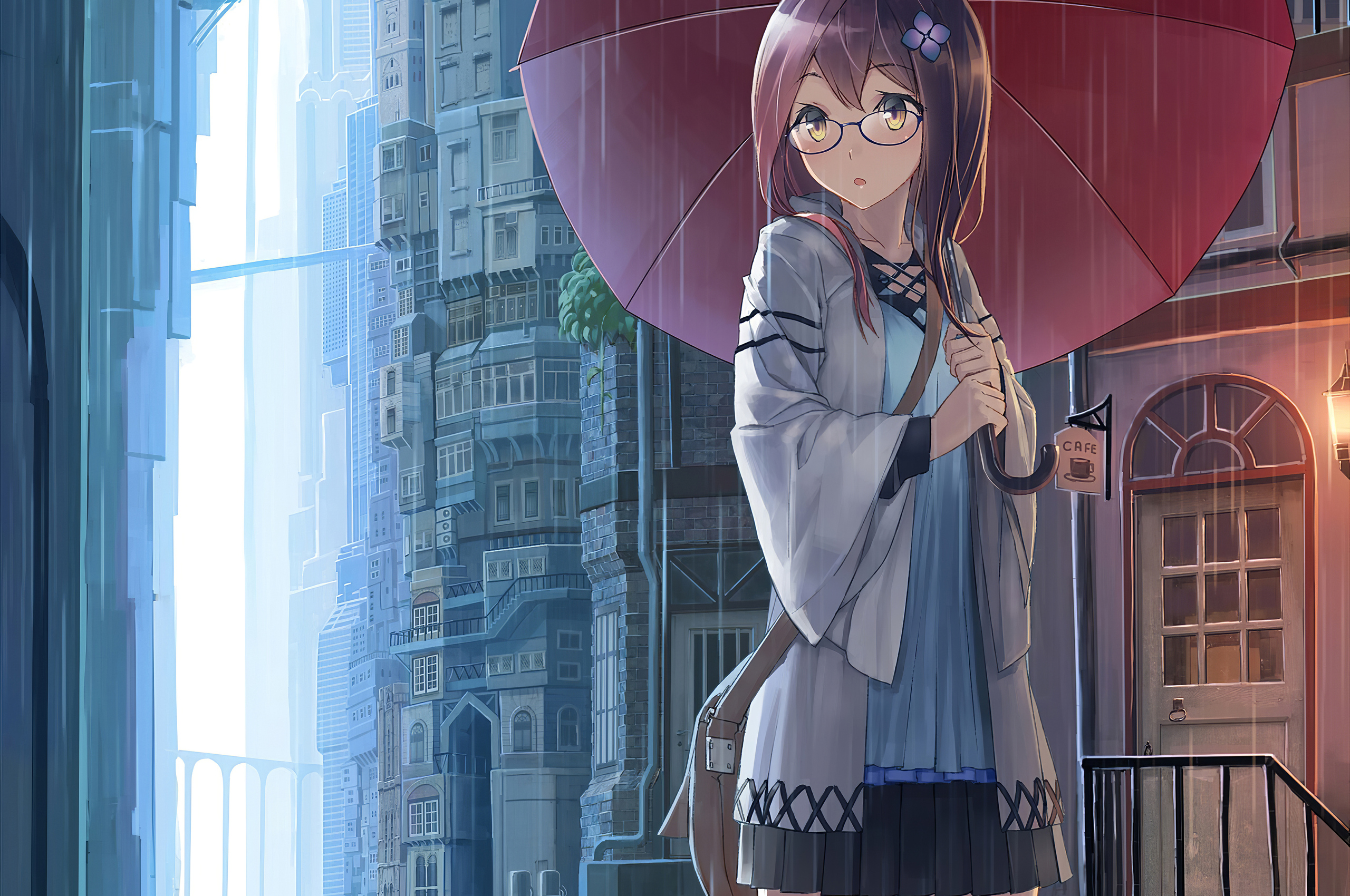 2560x1700 Anime Girl Yellow Eyes Rain Umbrella 4k Chromebook Pixel HD 4k  Wallpapers, Images, Backgrounds, Photos and Pictures