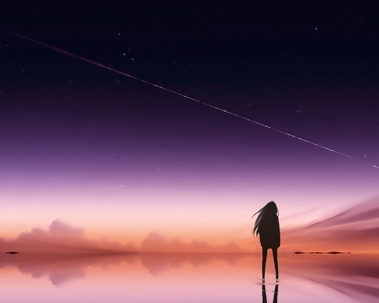 1280x1024 Anime Pink Sky Standing Alone Wallpaper,1280x1024 Resolution ...