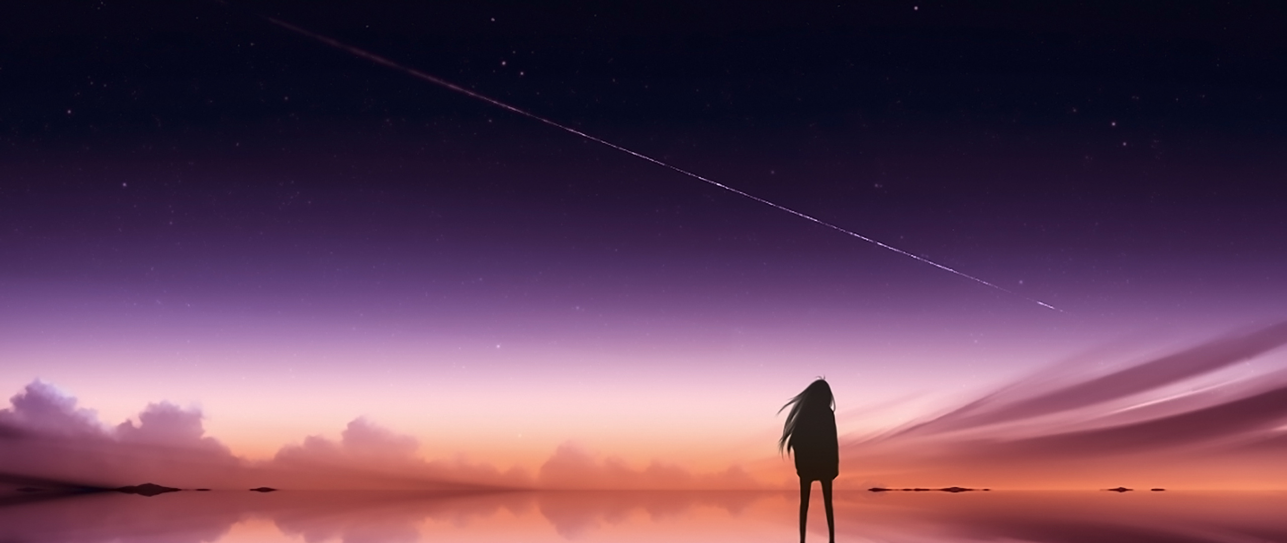 2560x1080 Anime Pink Sky Standing Alone 2560x1080 Resolution HD 4k ...