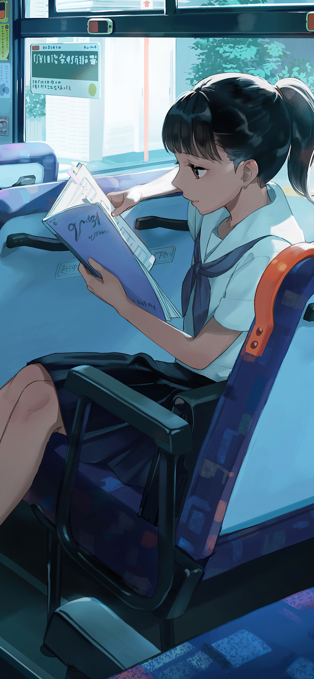 1242x2688 Anime School Girl Bus Reading Book 5k Iphone XS MAX HD 4k  Wallpapers, Images, Backgrounds, Photos and Pictures