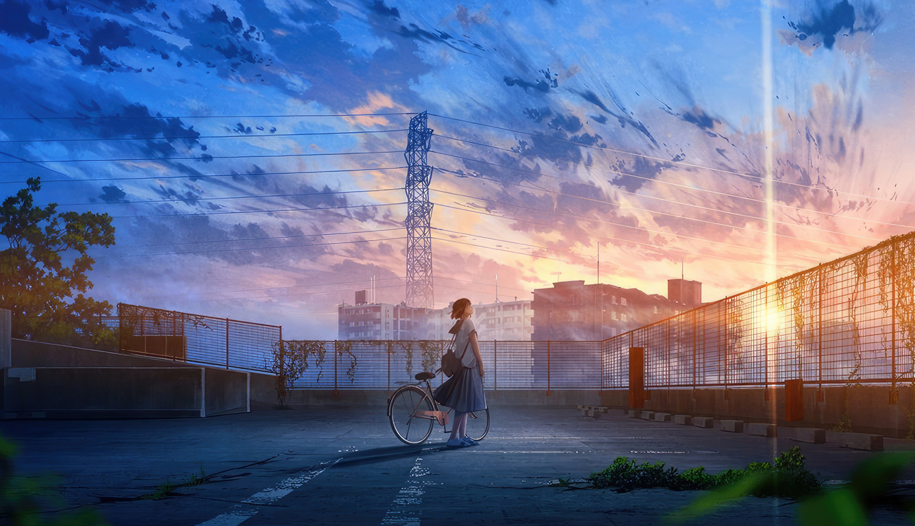 1336x768 Anime School Girl On A Bicycle Laptop HD ,HD 4k Wallpapers ...