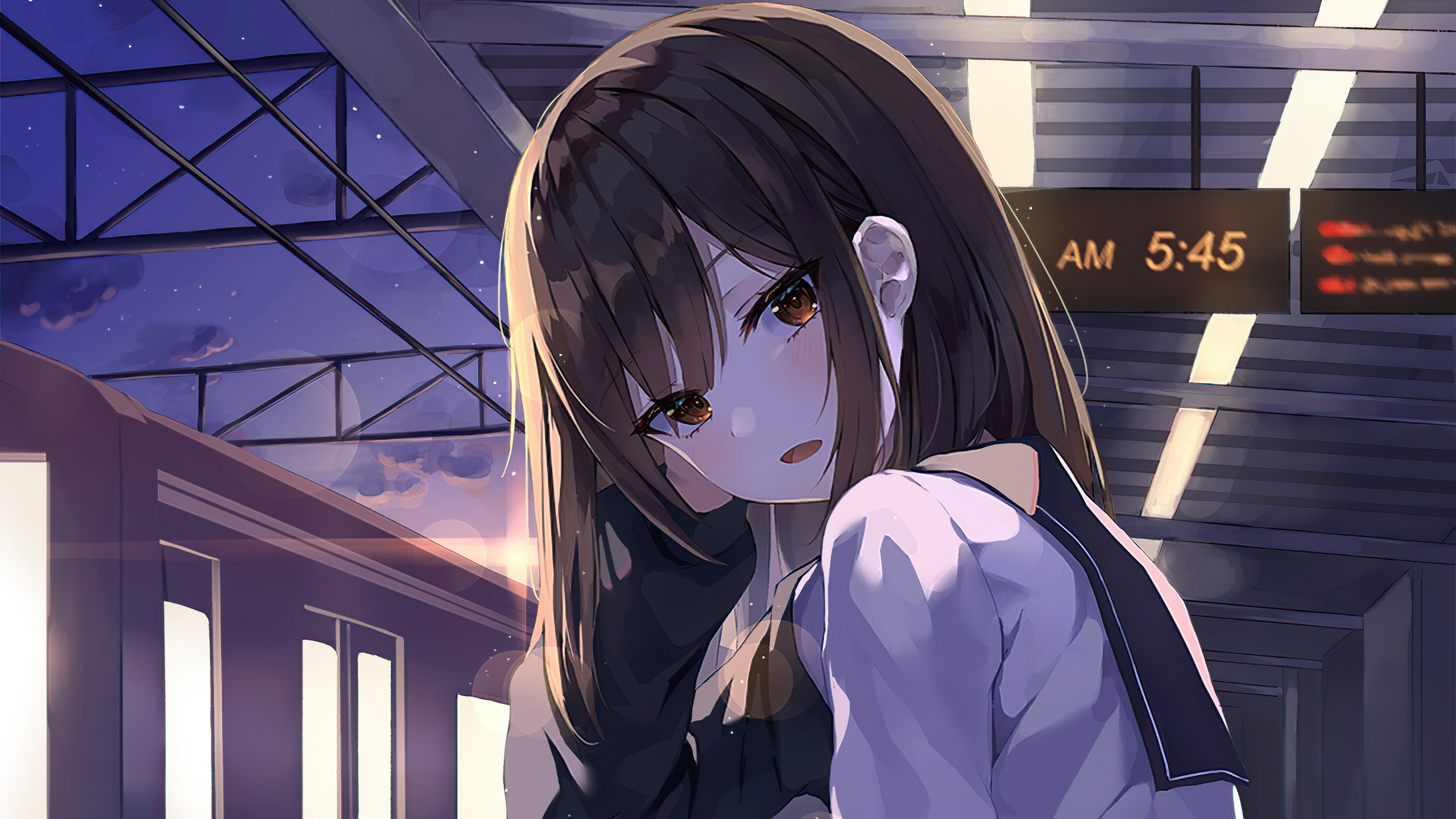 2560x1440 Anime School Girl Sitting In Train Platform 4k 1440P Resolution  HD 4k Wallpapers, Images, Backgrounds, Photos and Pictures