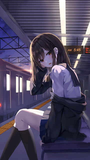 360x640 Anime School Girl Sitting In Train Platform 4k 360x640 Resolution  HD 4k Wallpapers, Images, Backgrounds, Photos and Pictures