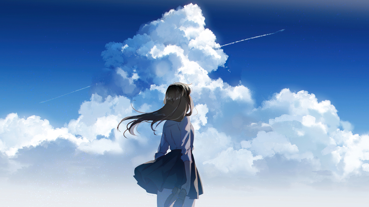 1280x720 Anime School Girl Watching Clear Sky 720P HD 4k Wallpapers ...