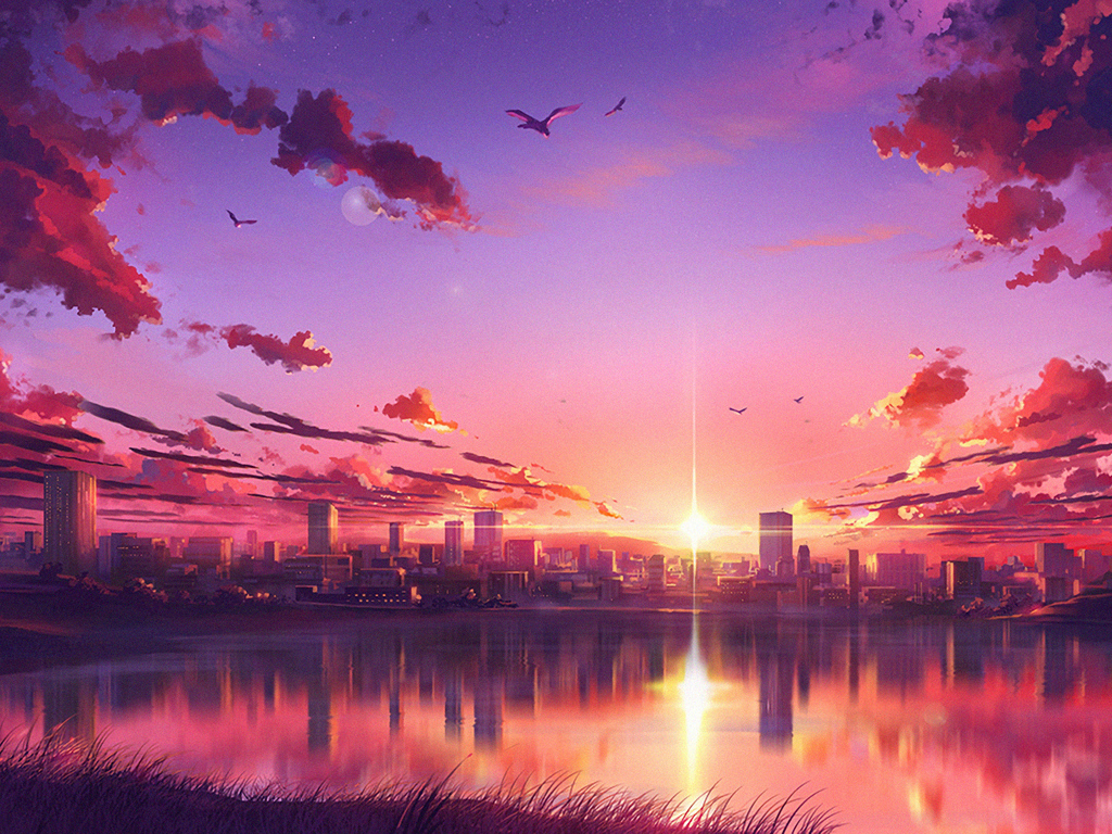 1024x768 Anime Sunset Scene Wallpaper,1024x768 Resolution HD 4k ...