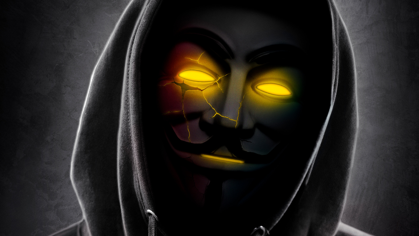 1360x768 Anonymus Glowing Gold Eyes Laptop HD HD 4k Wallpapers, Images ...