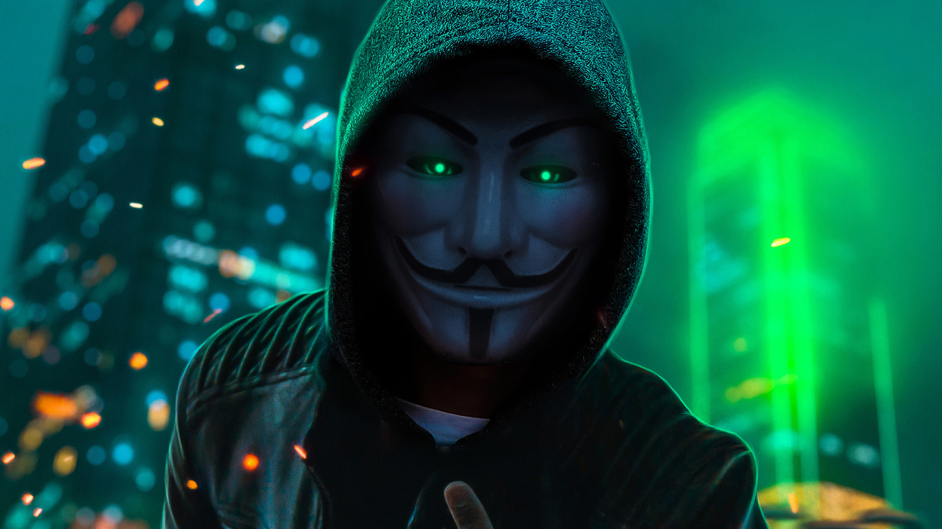 1366x768 Anonymus Guy Glowing Eyes Green Neon 4k Laptop HD ,HD 4k ...