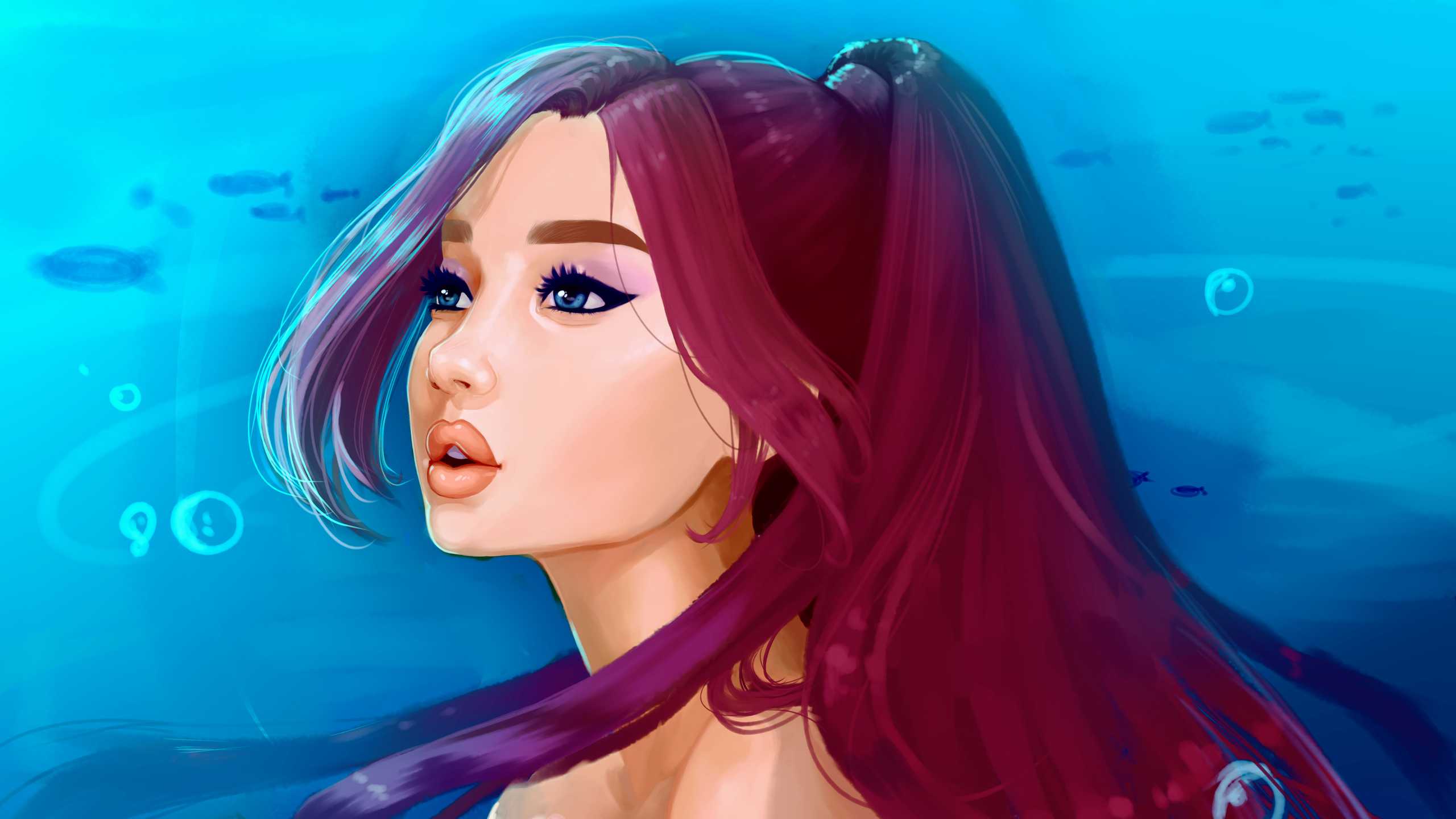 Ariana Grande Ariel Art Wallpaper In 2560x1440 Resolution