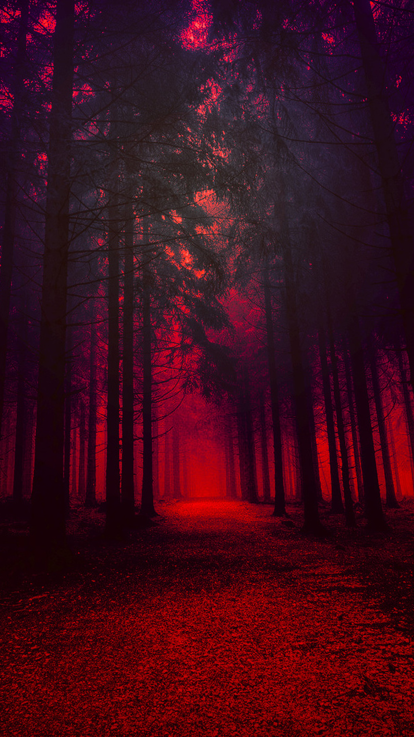 1440x2560 Artistic Red Forest Samsung Galaxy S6,S7 ,Google Pixel XL ...