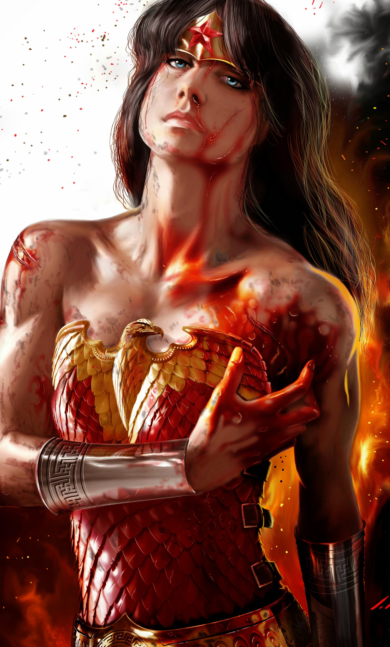 1280x2120 Artwork Wonder Woman Bleeding iPhone 6+ ,HD 4k Wallpapers ...