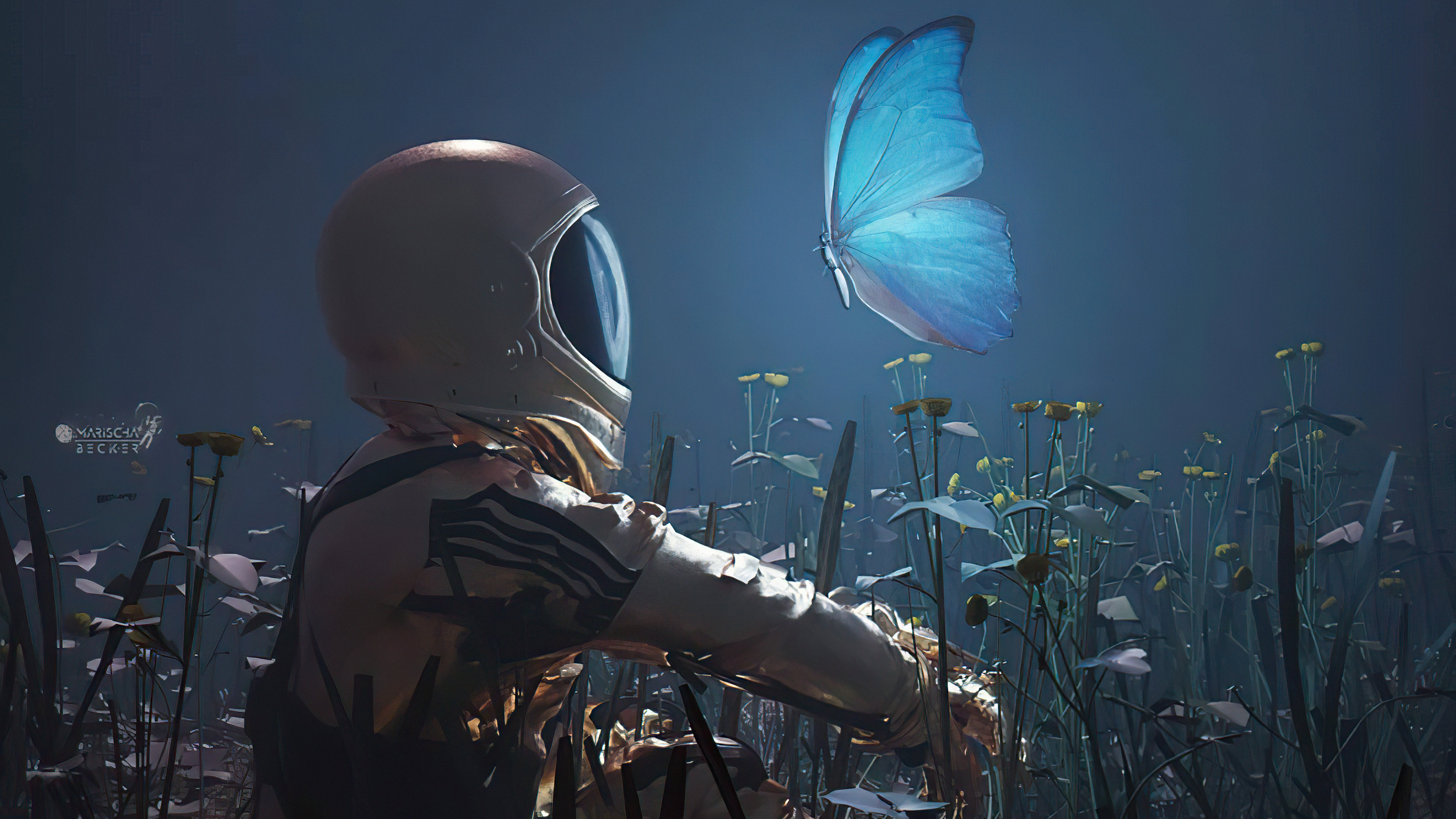Честер небро скафандр. Космонавт бабочки. Скафандр и бабочка. Космонавт и бабочки арт. Космонавт с цветами.