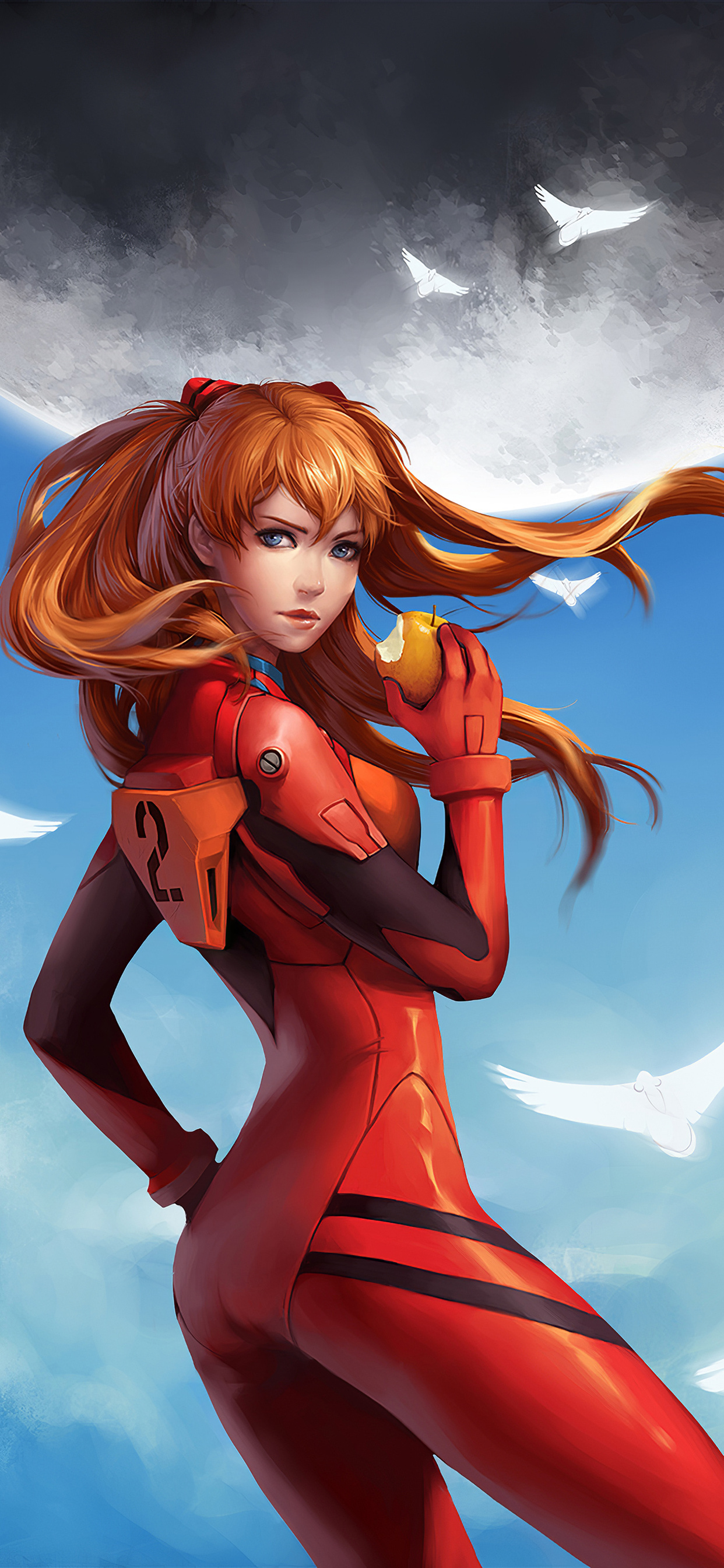 1242x2688 Asuka Eating Apple Iphone XS MAX HD 4k Wallpapers, Images ...