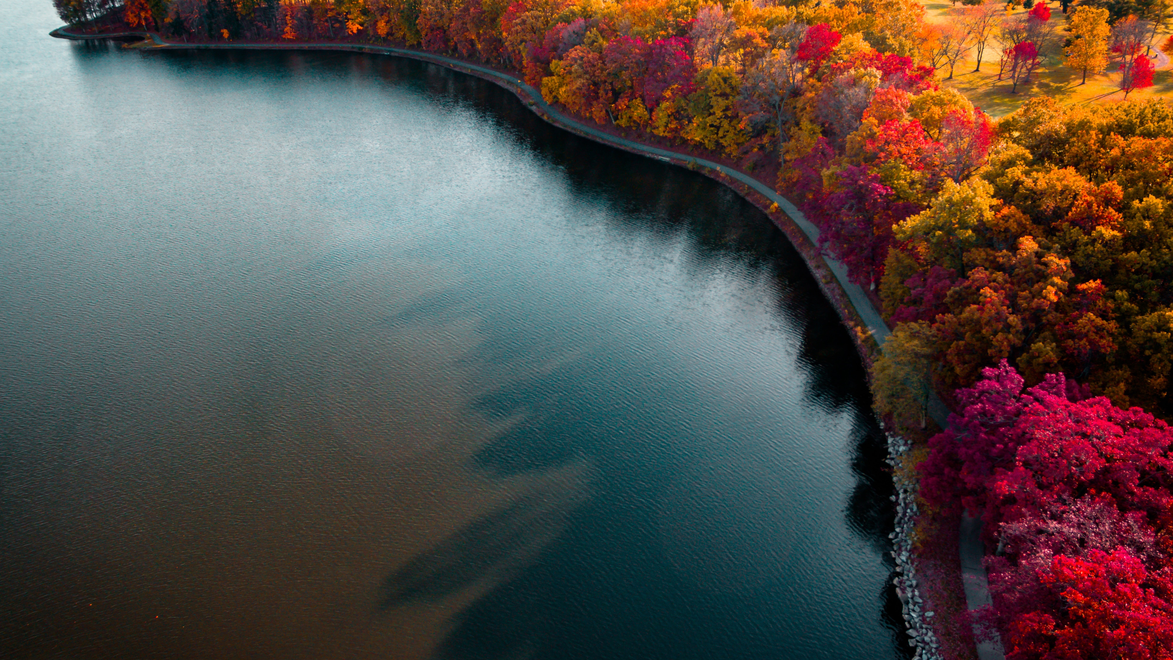 3840x2160 Autumn Lake Boundary Path 4K ,HD 4k Wallpapers,Images ...