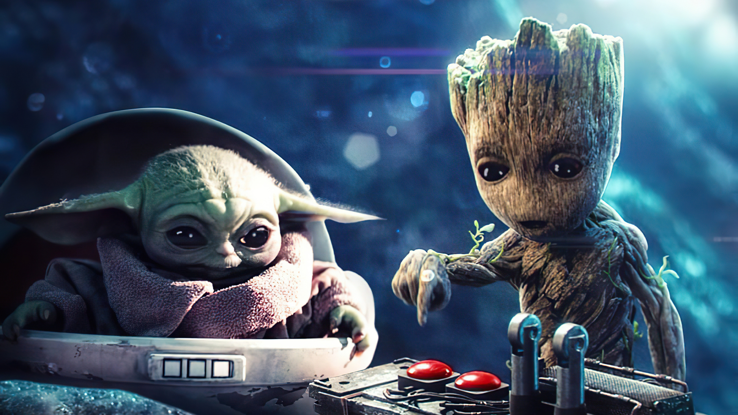 2560x1440 Baby Groot And Baby Yoda 1440p Resolution Hd 4k Wallpapers Images Backgrounds Photos And Pictures