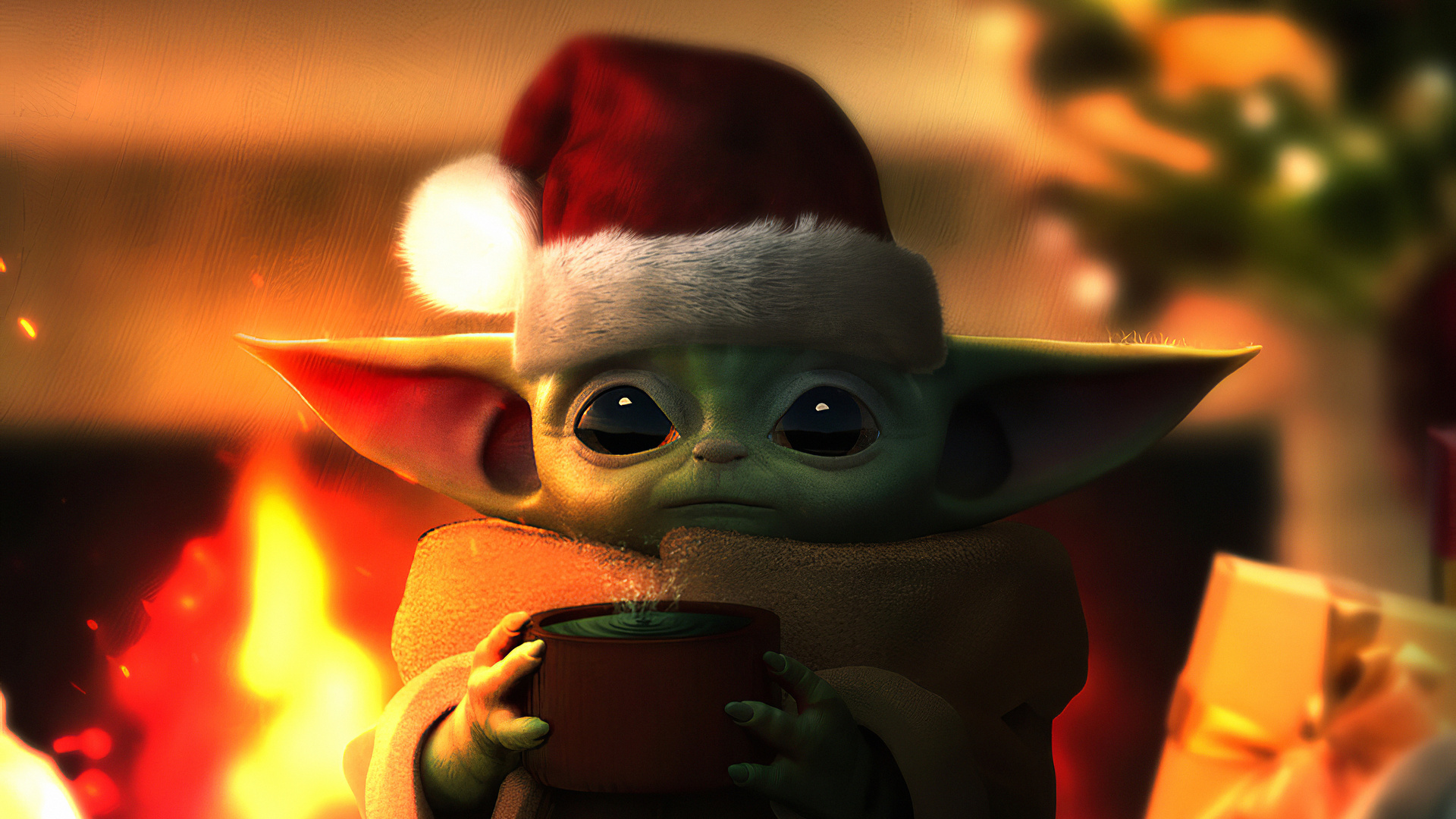 Bộ sưu tập Baby yoda background Christmas Độc đáo và dễ thương