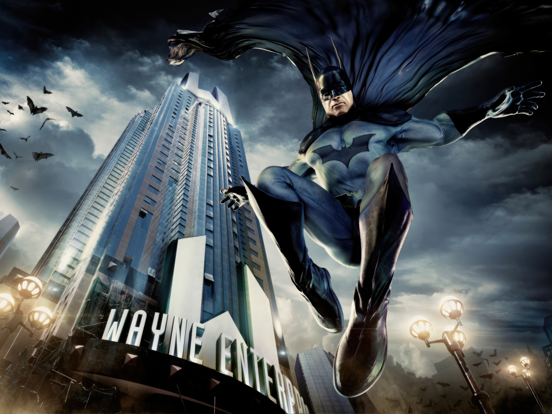 1920x1440 Batman Jumping From Wayne Tower 5k 1920x1440 Resolution HD 4k ...