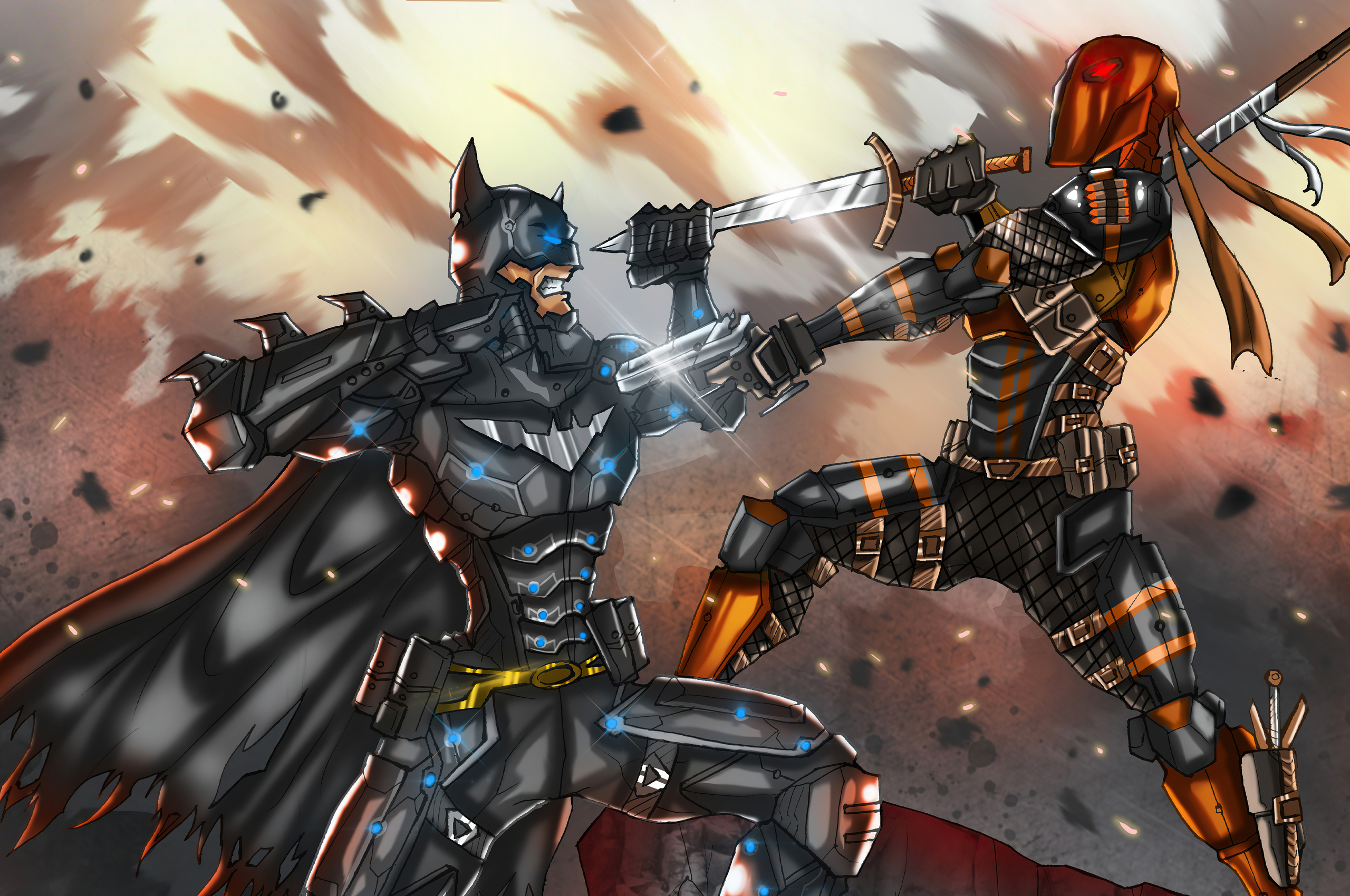 Batman Vs Deathstroke Dc Fight 5k Wallpaper In 2560x1700 Resolution