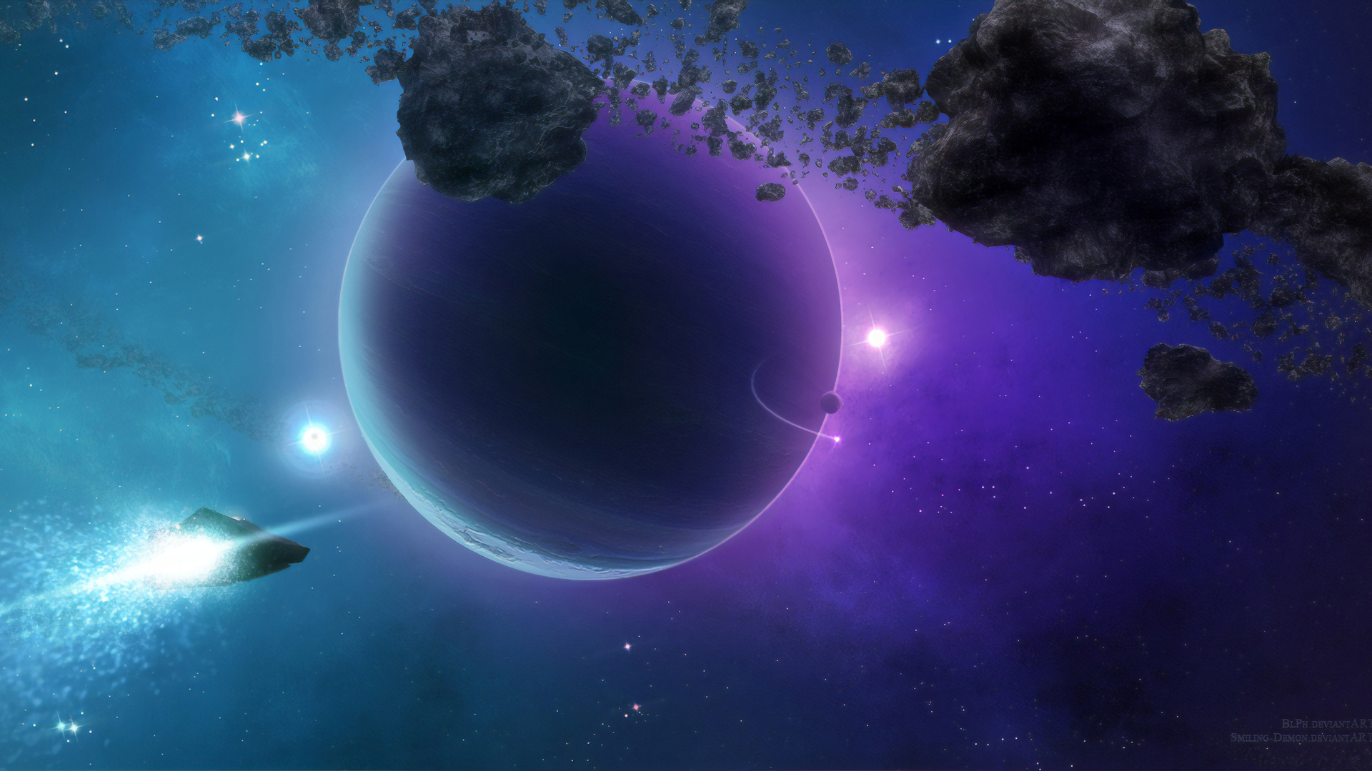 Big Planets Abstract Space Desktop Wallpaper 