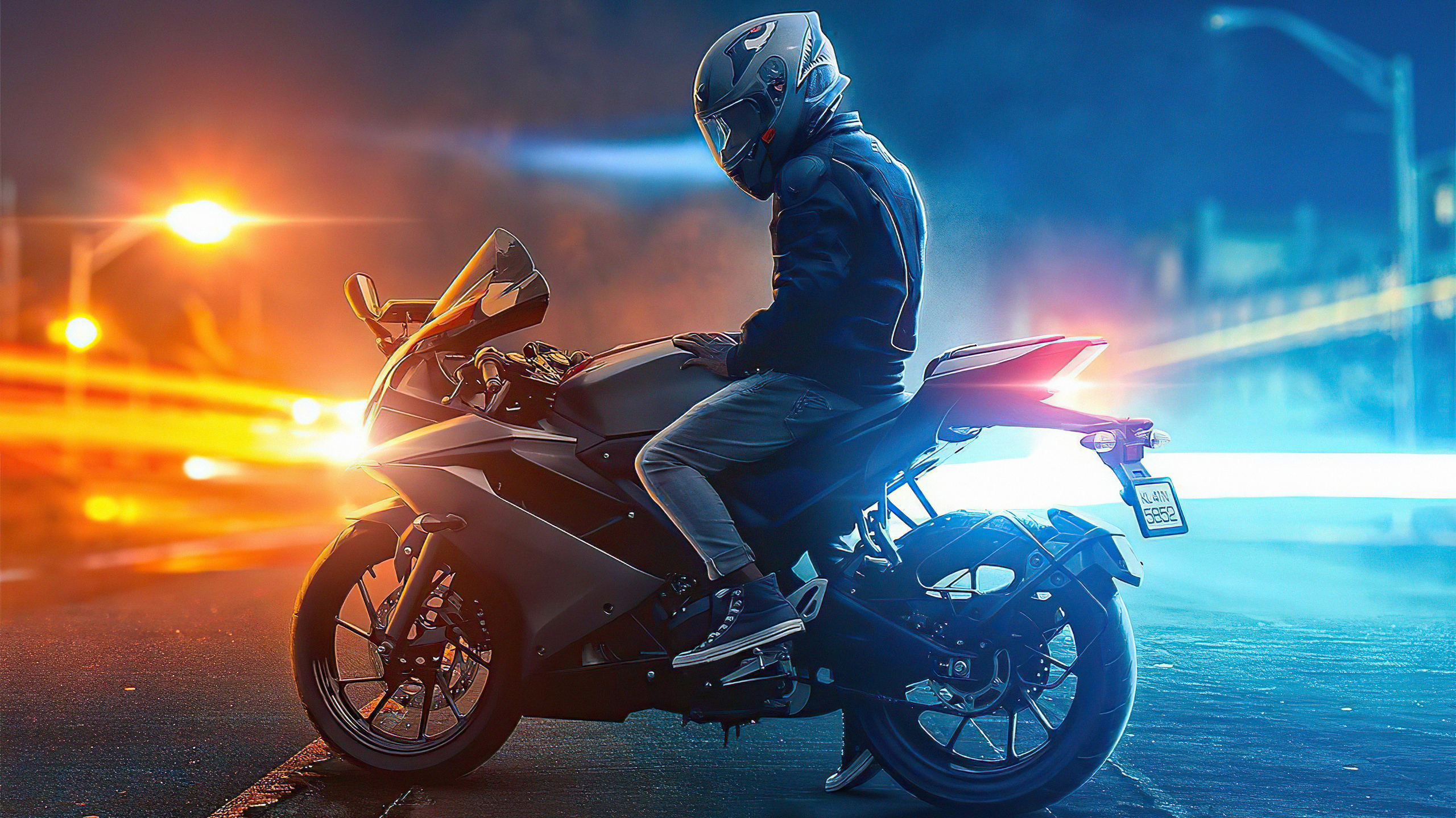 2560x1440 Biker On Road Lights 4k 1440P Resolution HD 4k Wallpapers, Images,  Backgrounds, Photos and Pictures