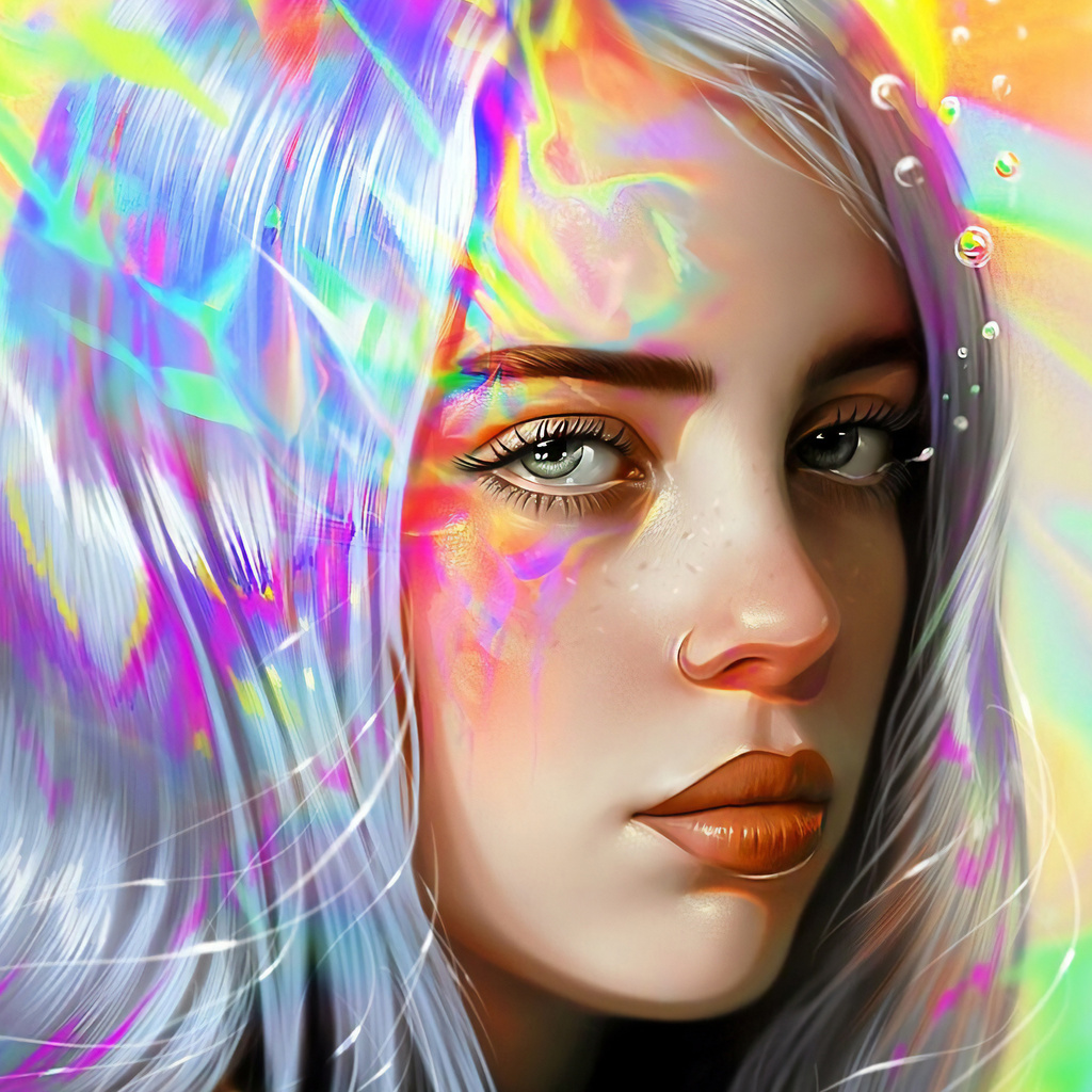 1024x1024 Billie Eilish Art 5k 1024x1024 Resolution Hd 4k Wallpapers