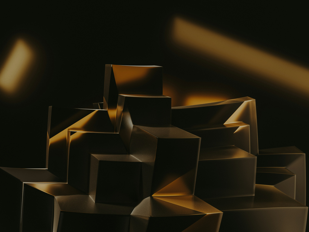 1024x768 Black And Gold Abstract Cubes Wallpaper,1024x768 Resolution HD