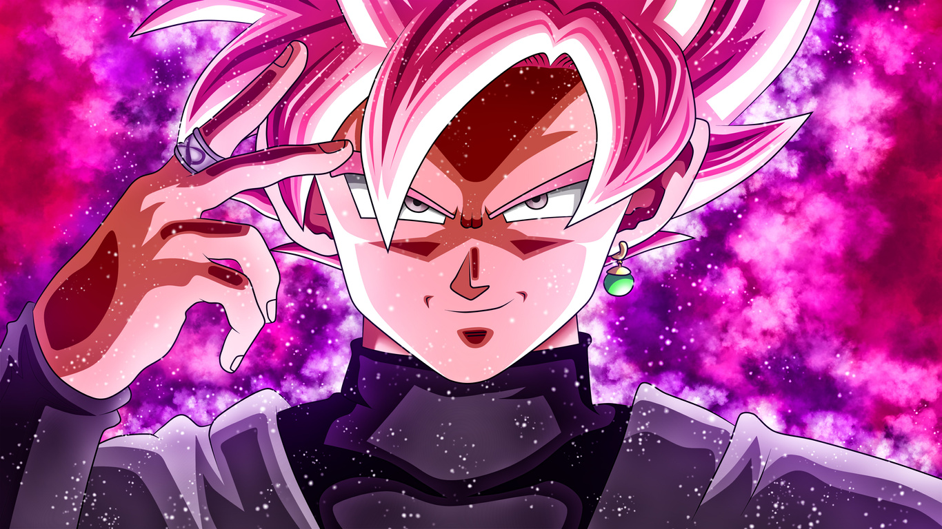 Download wallpaper 1366x768 full power, dragon ball super, black