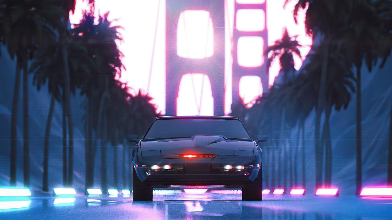 1366x768 Black Knight Rider Car Vaporwave 5k 1366x768 Resolution HD 4k ...