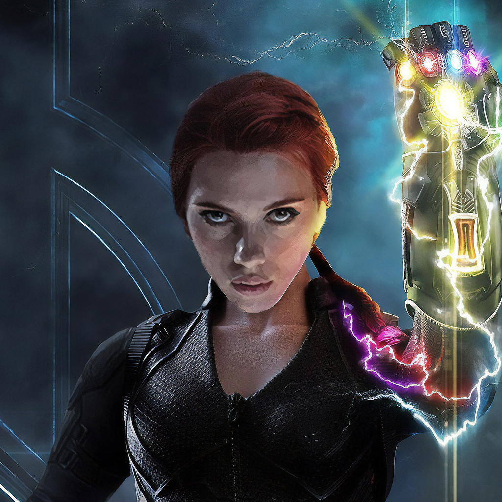 1024x1024 Black Widow With Infinity Gauntlet 1024x1024 Resolution HD 4k ...