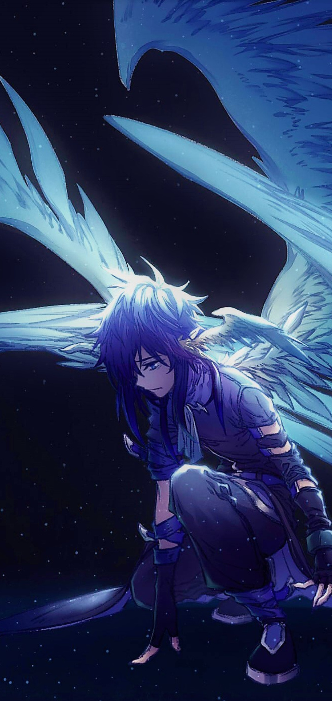 1080x2280 Blue Angel With Wings Anime One Plus 6,Huawei p20,Honor view ...