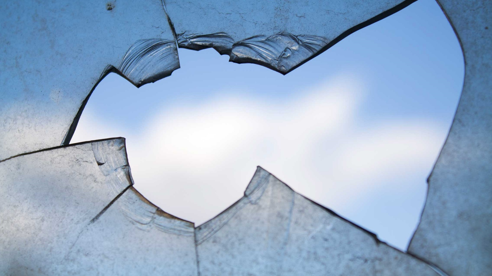 broken window in living room