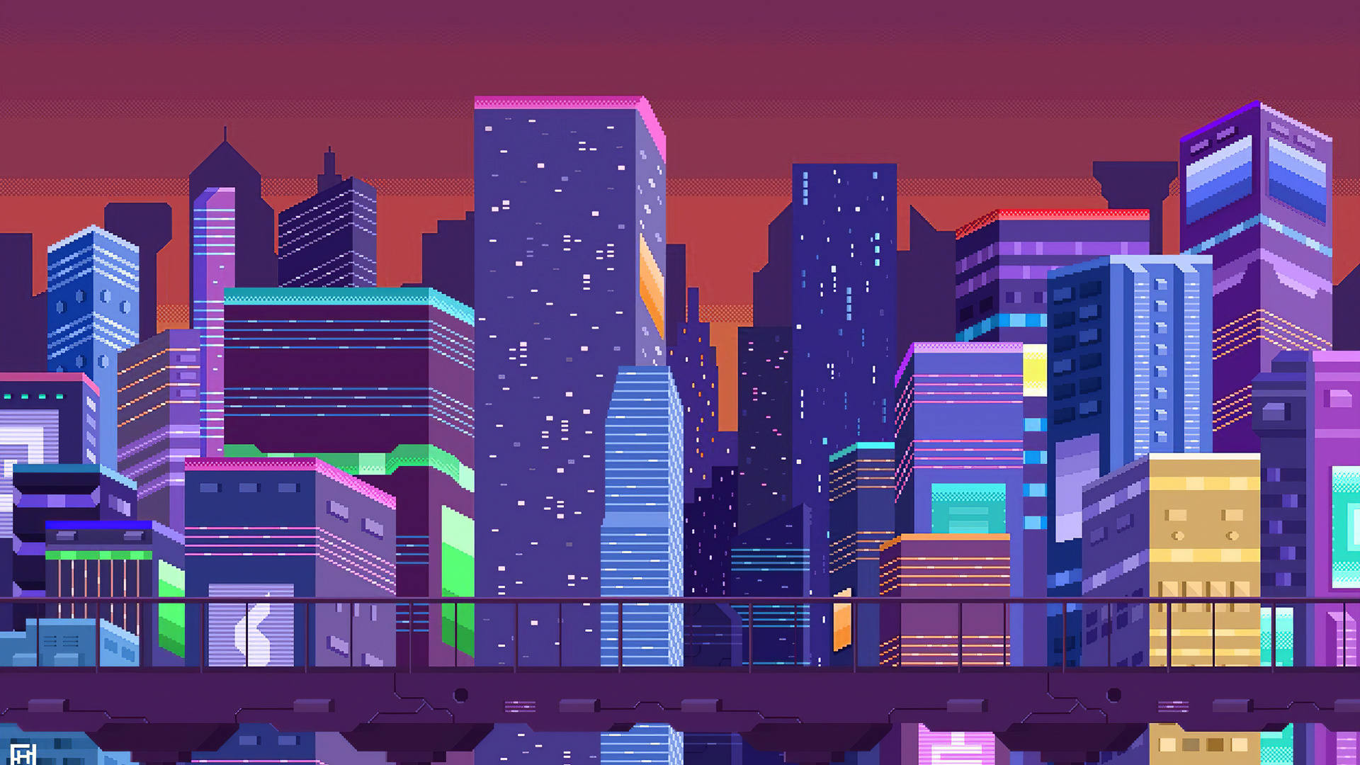 1920x1080 Buildings Pixel Art Cityscape 4k Laptop Full HD 1080P HD 4k