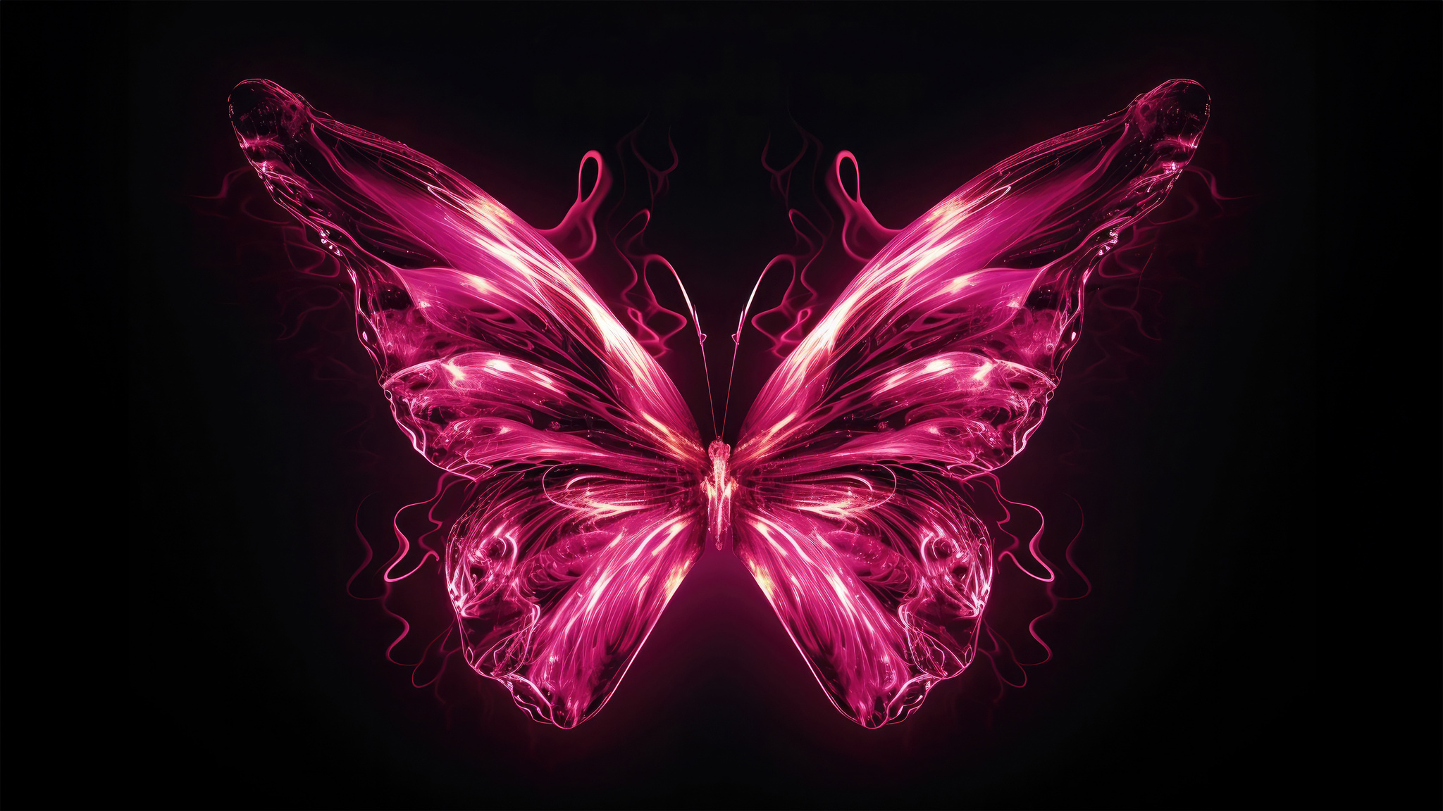 2048x1152 Butterfly Neon Pink 4k 2048x1152 Resolution HD 4k Wallpapers