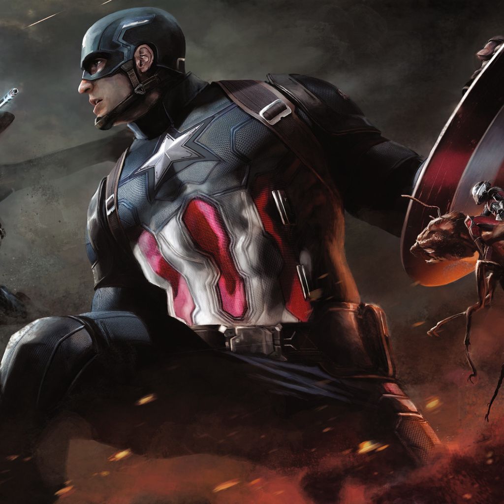 1024x1024 Captain America Black Widow Ant Man Artwork 1024x1024 