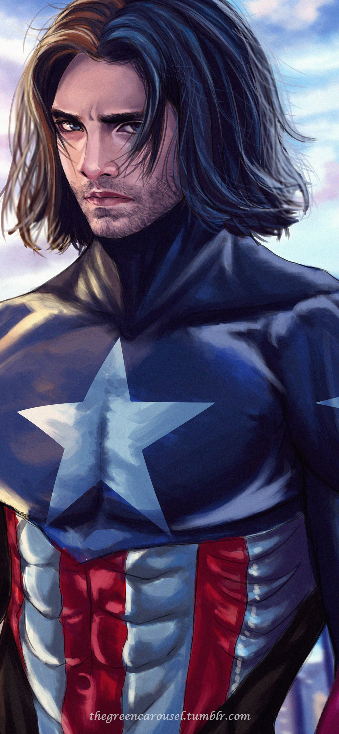 1125x2436 Captain America Long Hair Artwork Iphone XS,Iphone 10,Iphone X HD  4k Wallpapers, Images, Backgrounds, Photos and Pictures