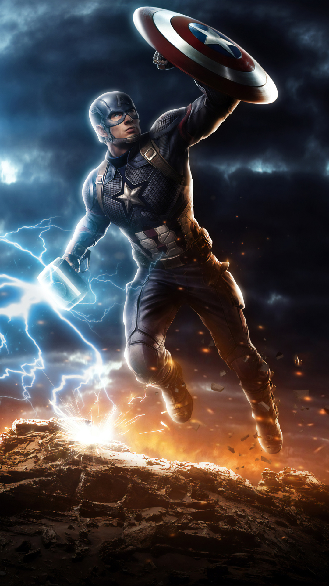 1080x1920 Captain America Mjolnir Avengers Endgame 4k Art Iphone 7 6s 6 Plus Pixel Xl One Plus