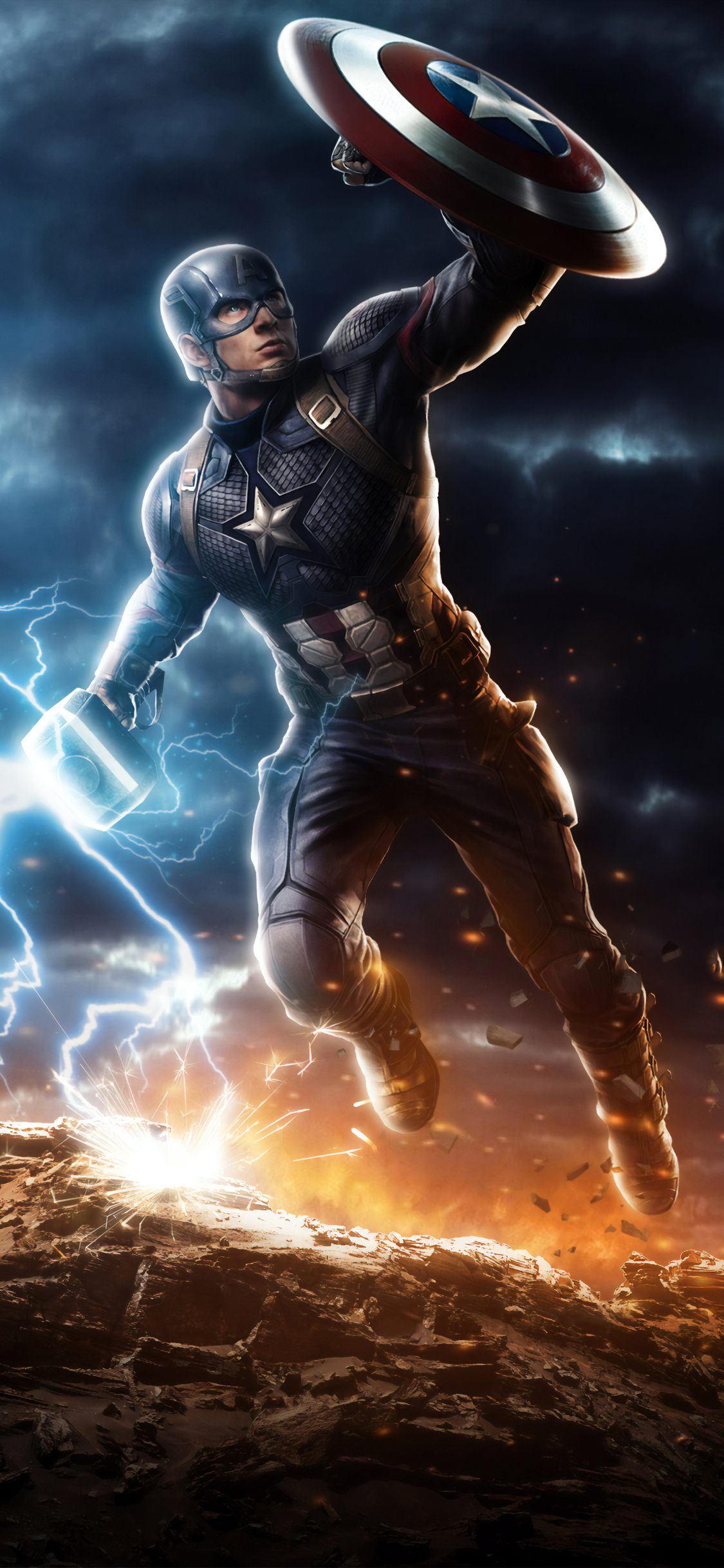 1125x2436 Captain America Mjolnir Avengers Endgame 4k Art Iphone XS,Iphone  10,Iphone X HD 4k Wallpapers, Images, Backgrounds, Photos and Pictures