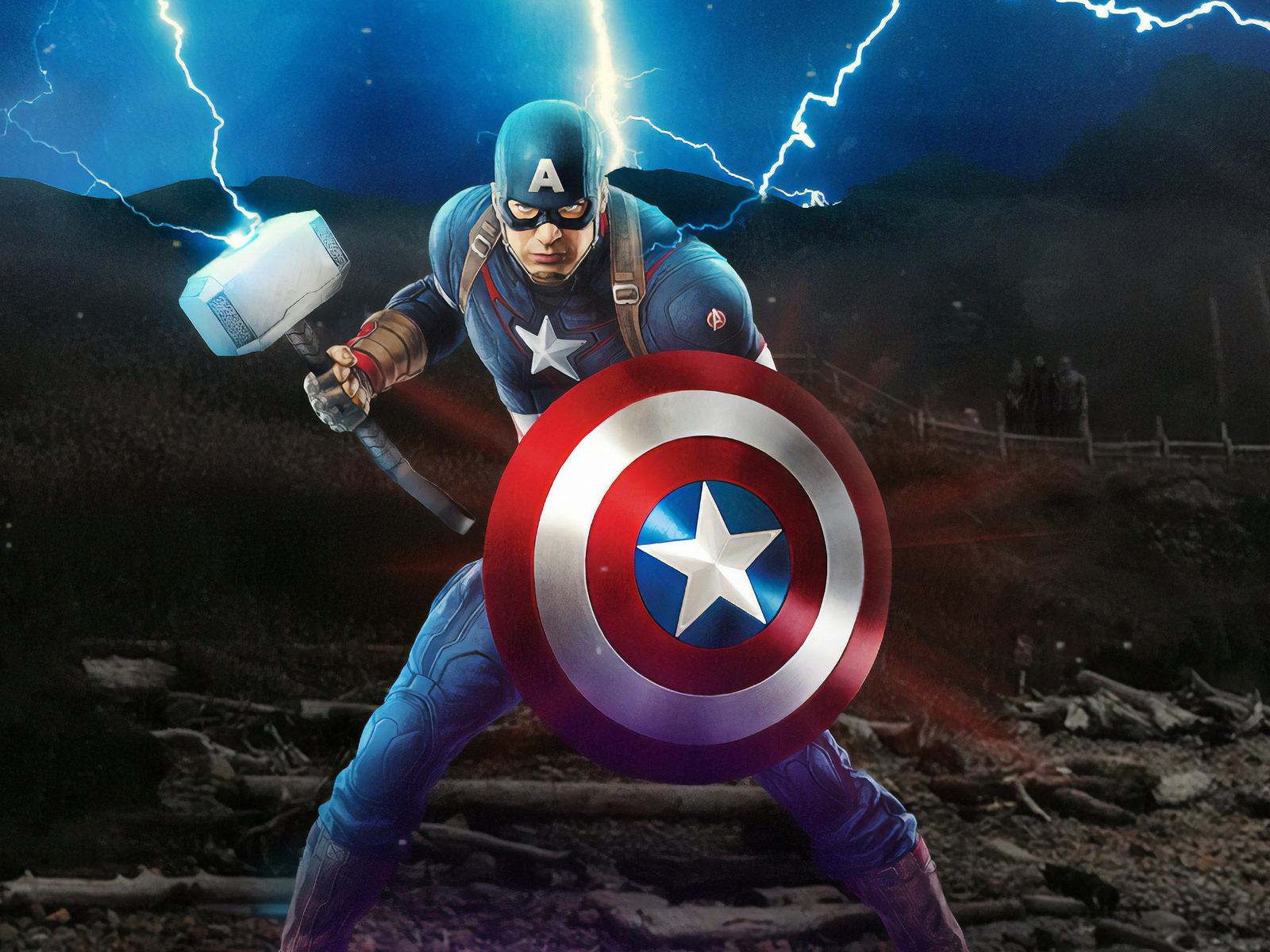 1600x1200 Captain America Mjolnir Avengers Endgame 4k Artwork.