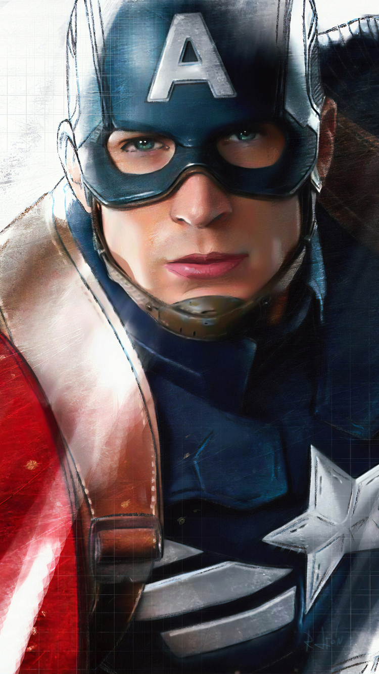 750x1334 Captain America New Sketch Art iPhone 6, iPhone 6S, iPhone 7 ...