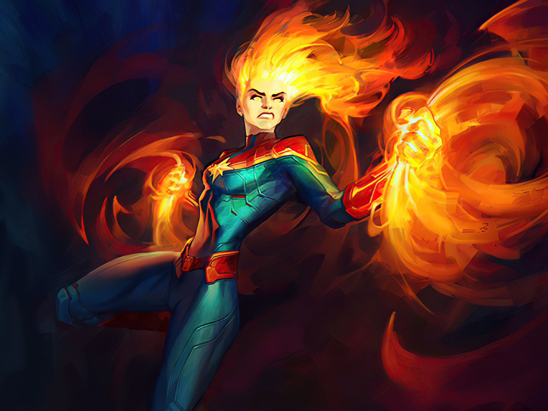 1920x1440 Captain Marvel Fire 4k 2020 1920x1440 Resolution HD 4k ...