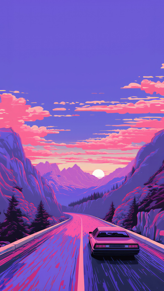 Car Cruising The Snowy Mountains Wallpaper In 540x960 Resolution