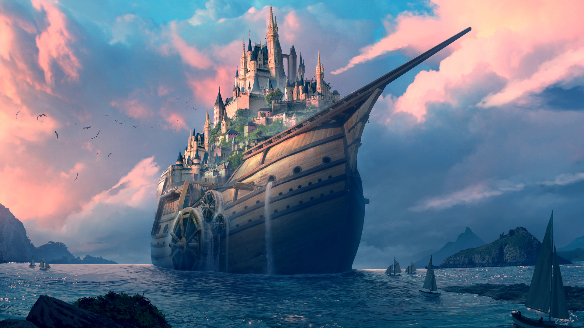 1920x1080 Castle On Ship 4k Laptop Full HD 1080P ,HD 4k Wallpapers,Images,Backgrounds,Photos and