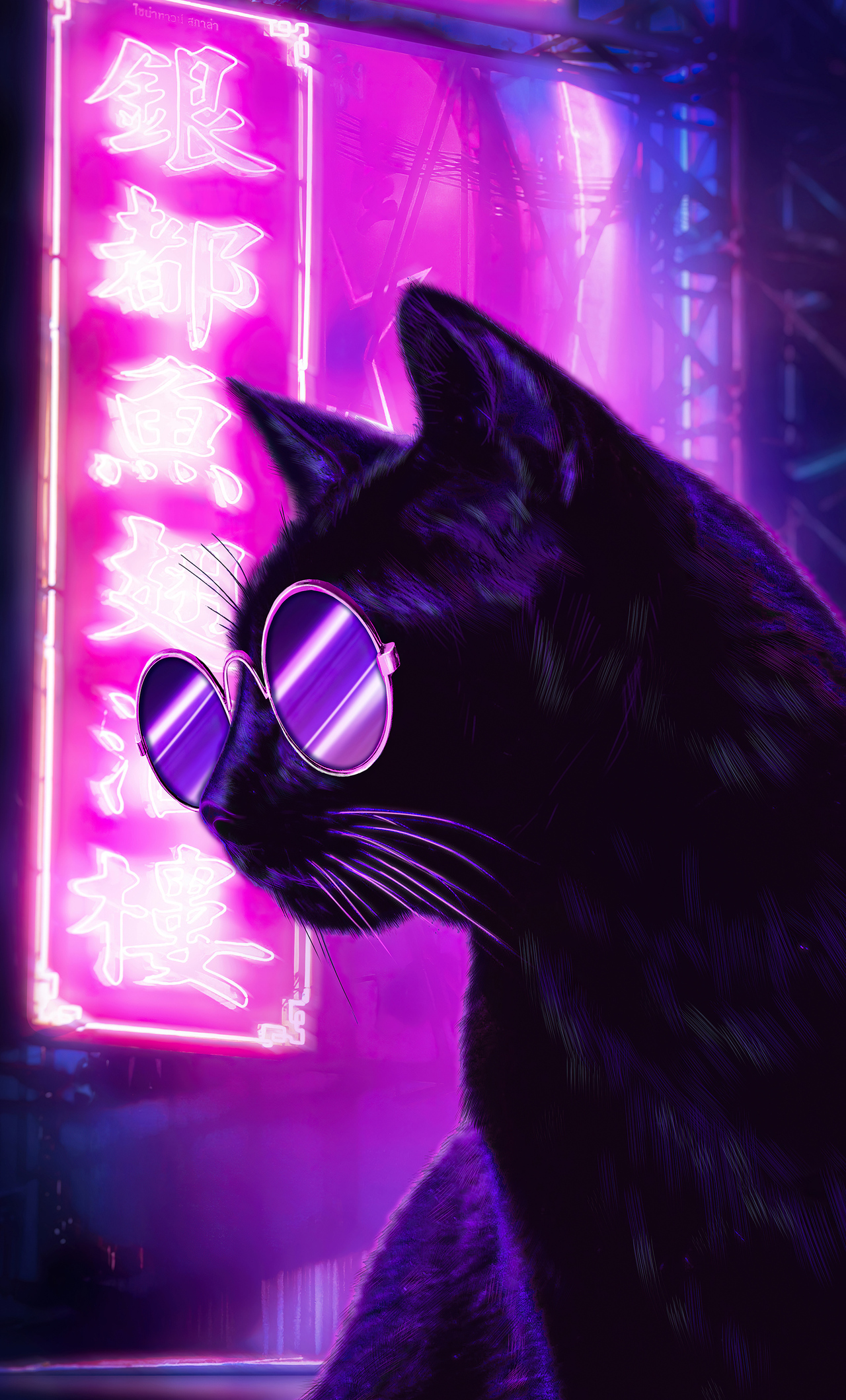 1280x2120 Cat Glasses Neon Purple Nights 4k iPhone 6+ HD 4k Wallpapers,  Images, Backgrounds, Photos and Pictures